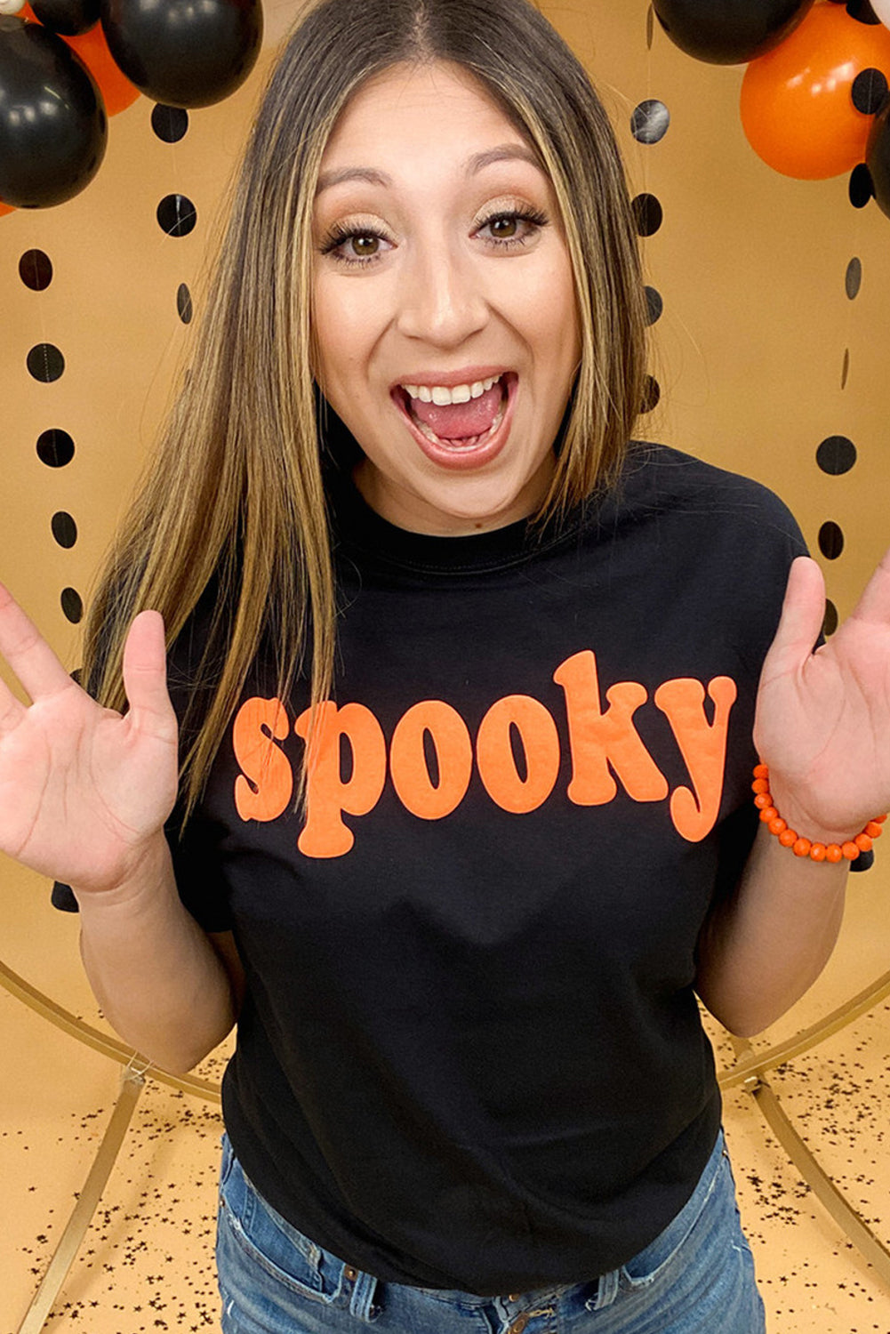 Orange Spooky Halloween Black Casual Graphic Tee