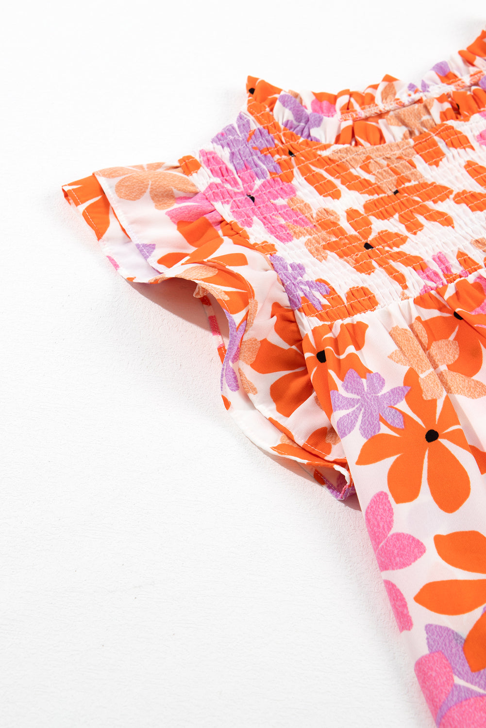 Nya Ruffled Orange and Pink Floral Top