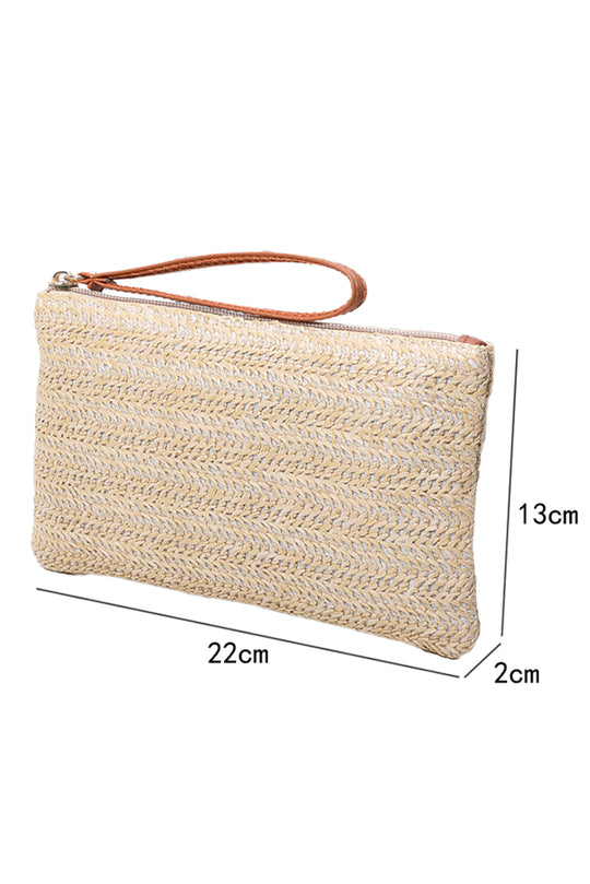 Wristlet Straw Woven Zipper Wallet