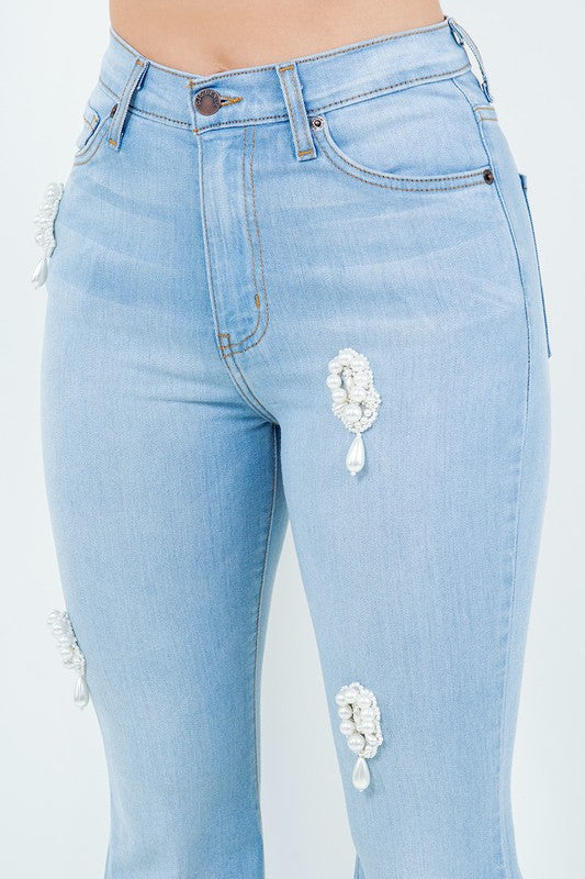 Pretty In Pearls Bell Bottom Denim