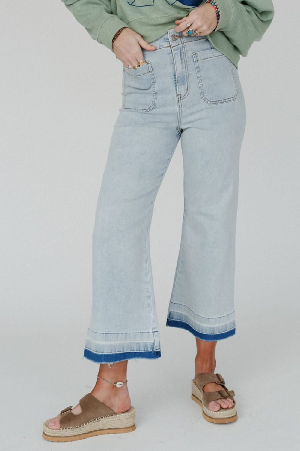 Edgy Acid Wash Cropped Denim Jeans