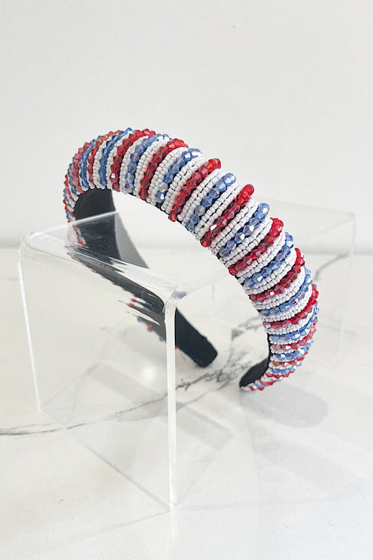 Patriotic Mini Stripe Beaded Headband