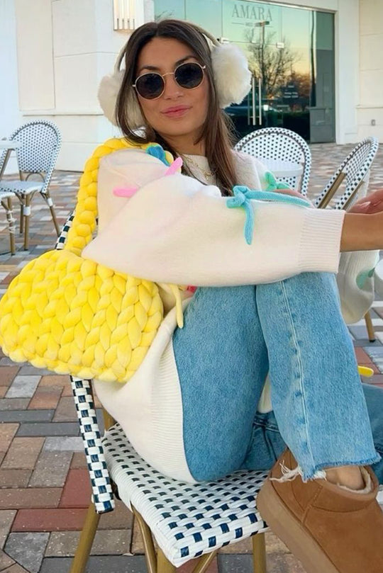 Bright Colorful Bow Knot Oversized Sweater