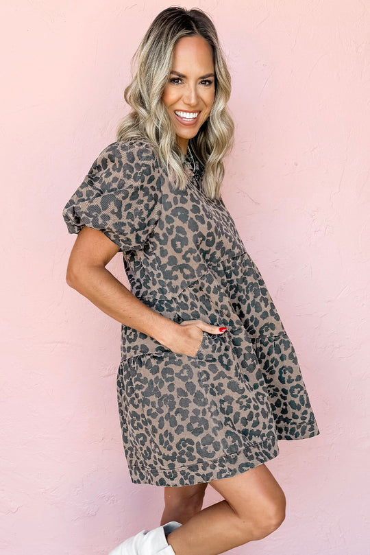 Denim Leopard Mini Dress