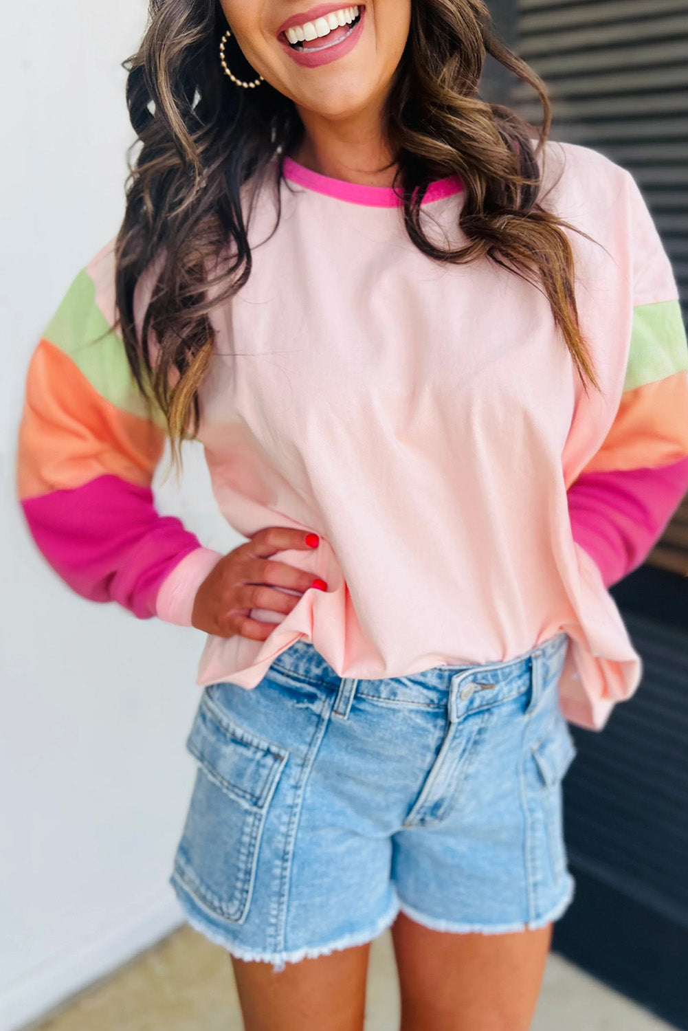 Pink Multicolor Stitch Sweater