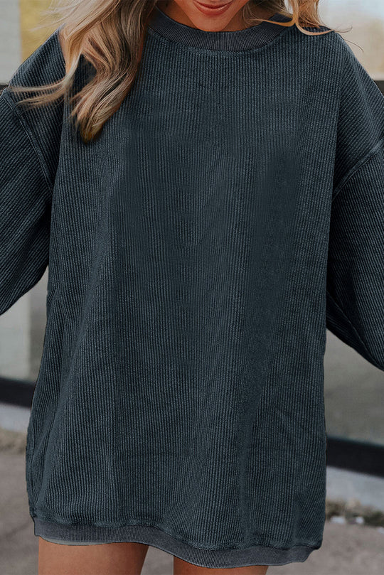 Slouchy Ribbed Corduroy Oversized Sweatshirt