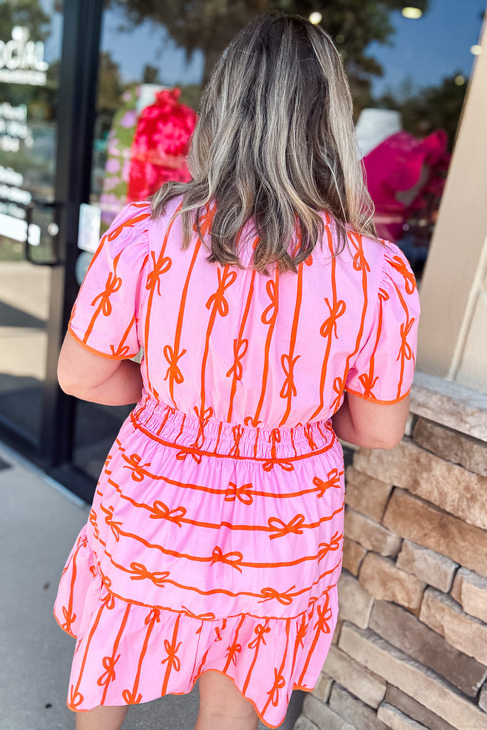 Paula Ruffled Red Bows Plus Size Dress