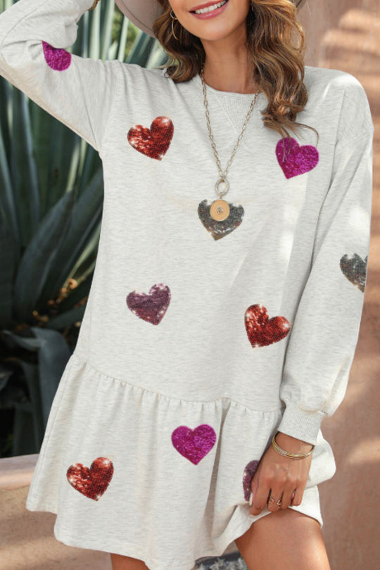 Love Me Sequin Heart Mini Dress