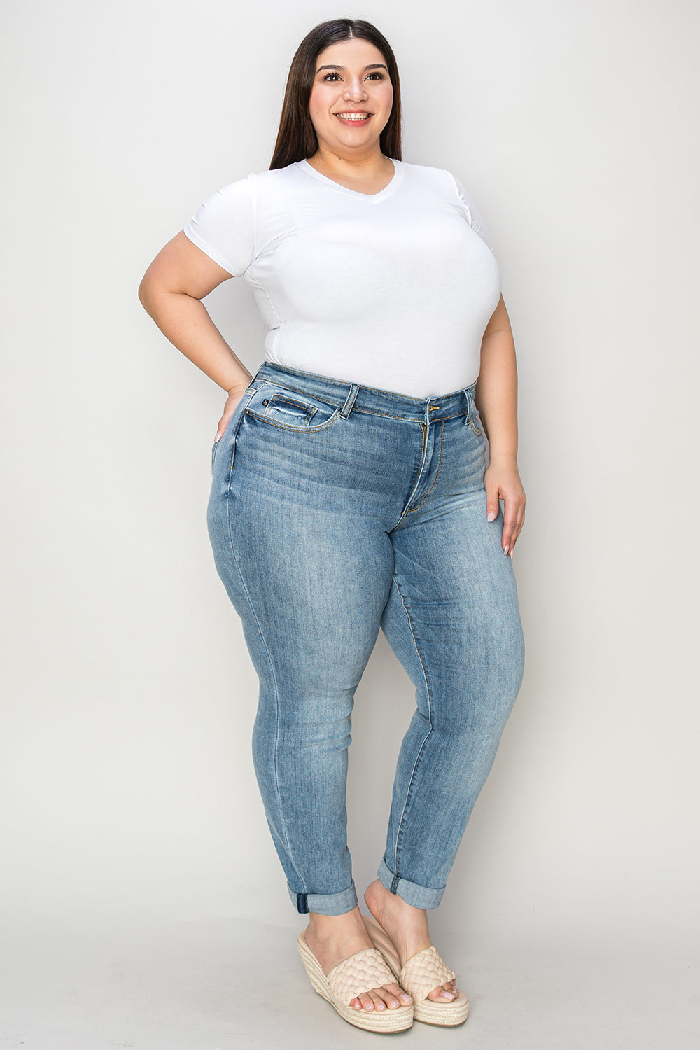 Jennifer -Judy Blue Cuffed Slim Jeans