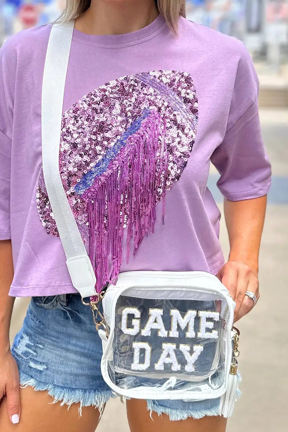 White "GAMEDAY" Clear Shoulder Bag