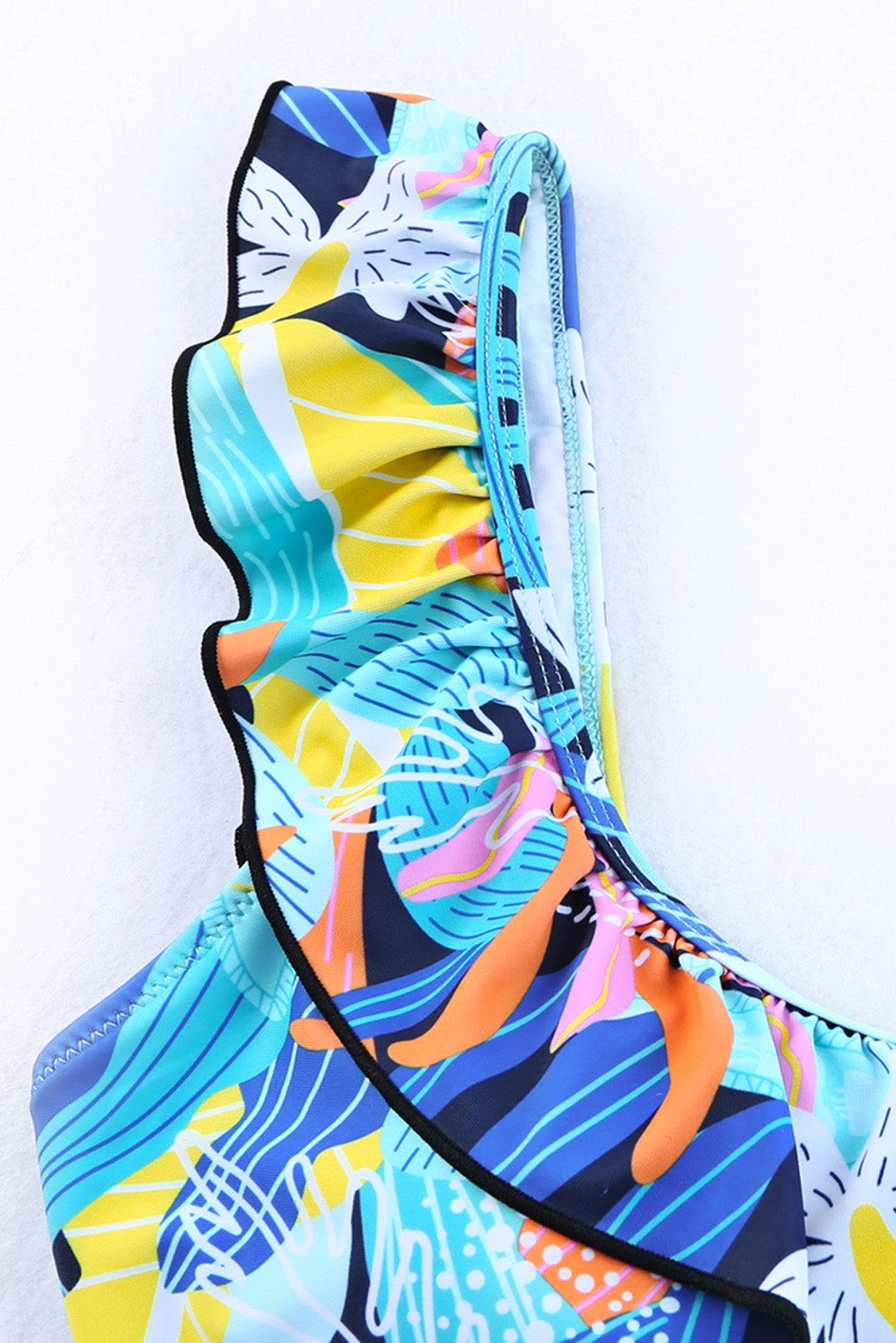 Leslie Ruffled Tropical Turquoise Swimsuit - Klazzi Fashion Boutique