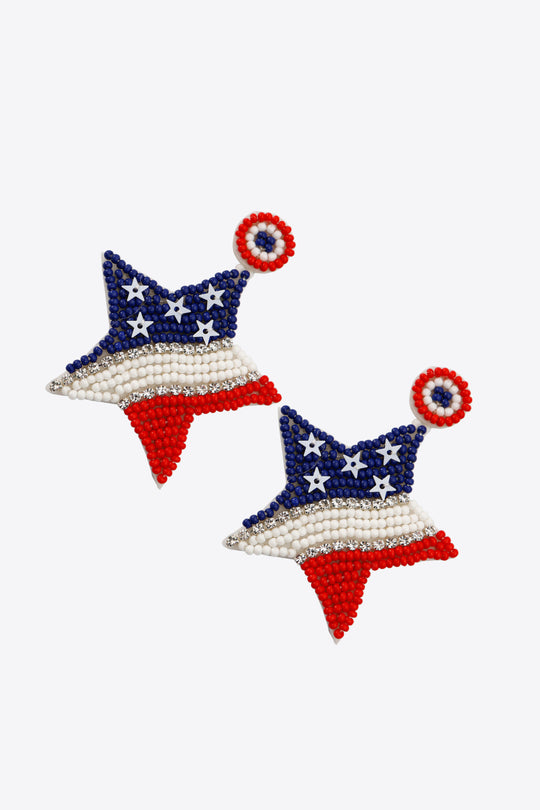 Star US Flag Beaded  Earrings