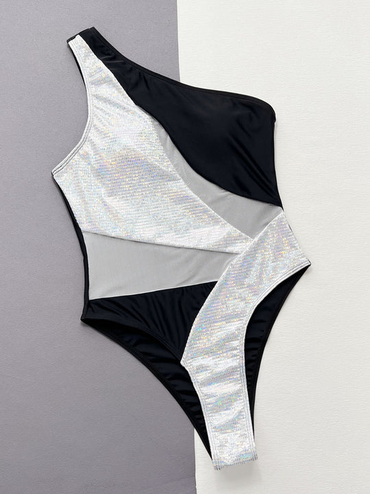 Glitter Queen Panel One-Piece Swimsuit