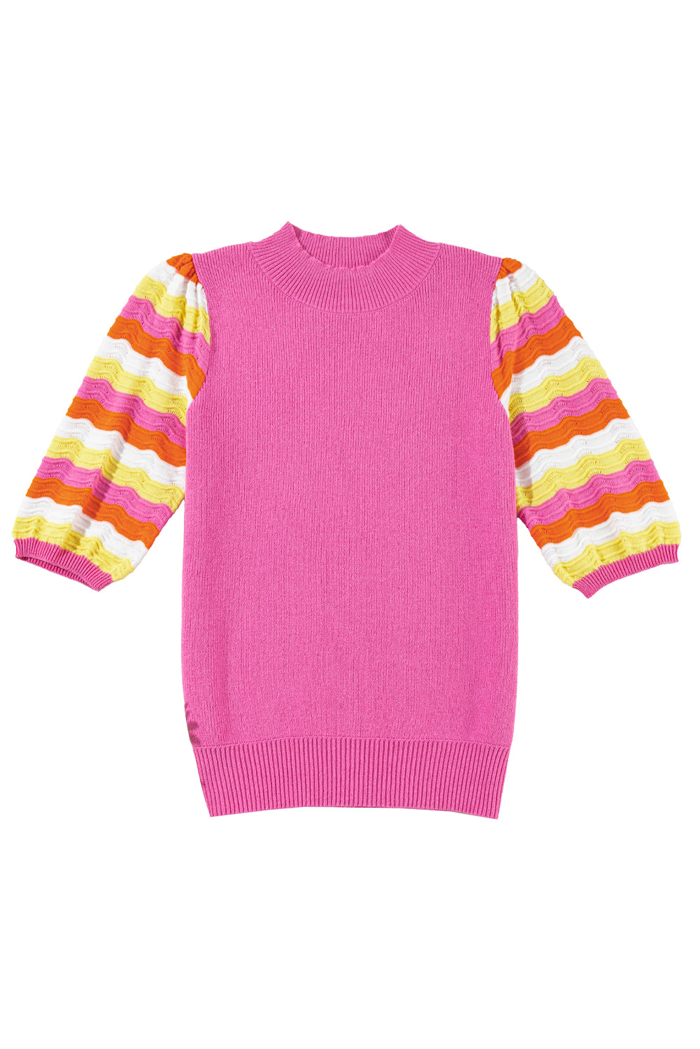 Pink Knit Multicolor Sweater Top