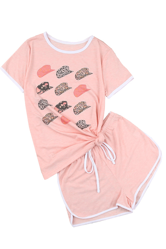 Western Pink Leopard Hats Loungewear Set - Klazzi Fashion Boutique