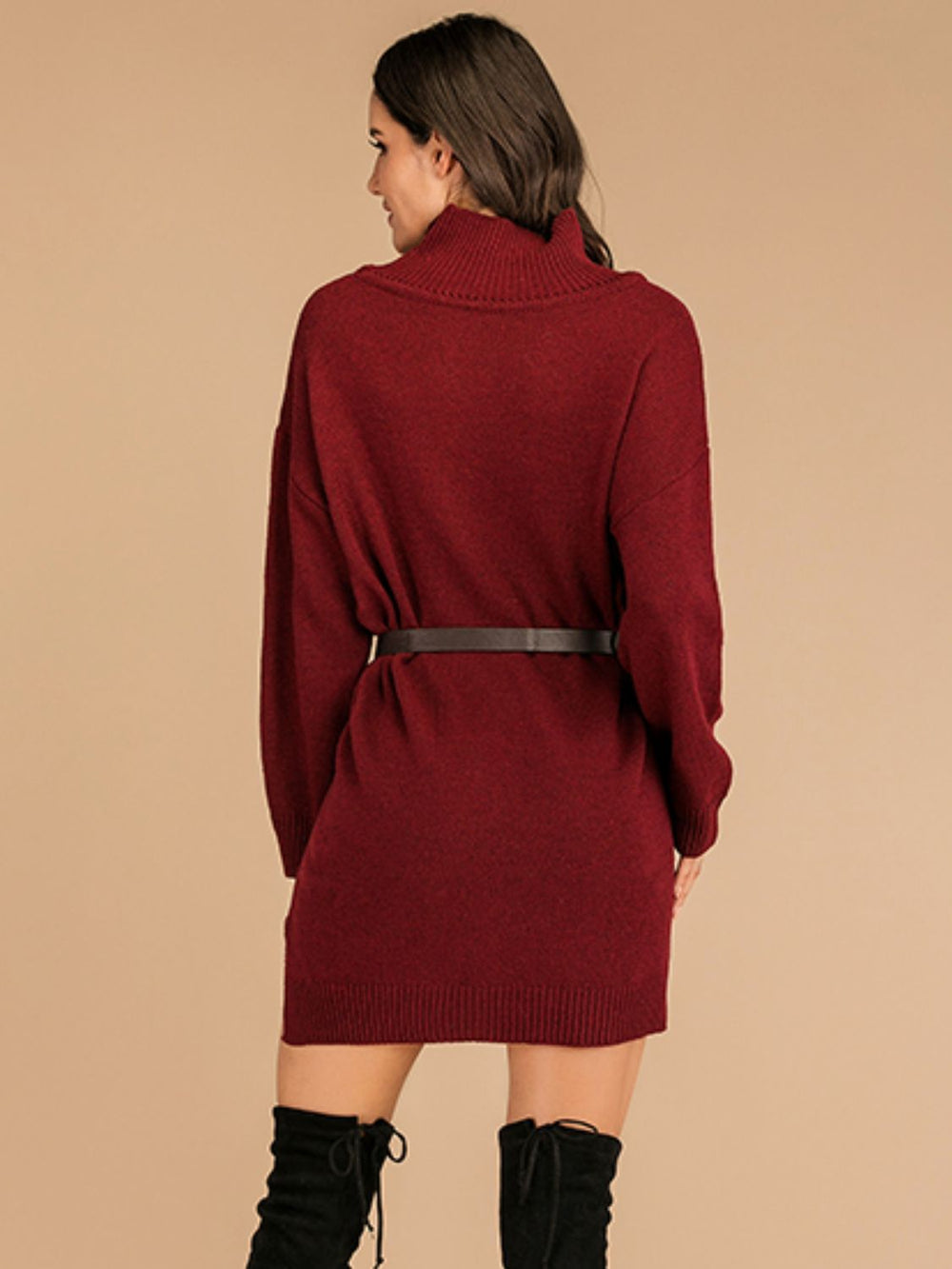 Turtleneck Long Sleeve Mini Sweater Dress