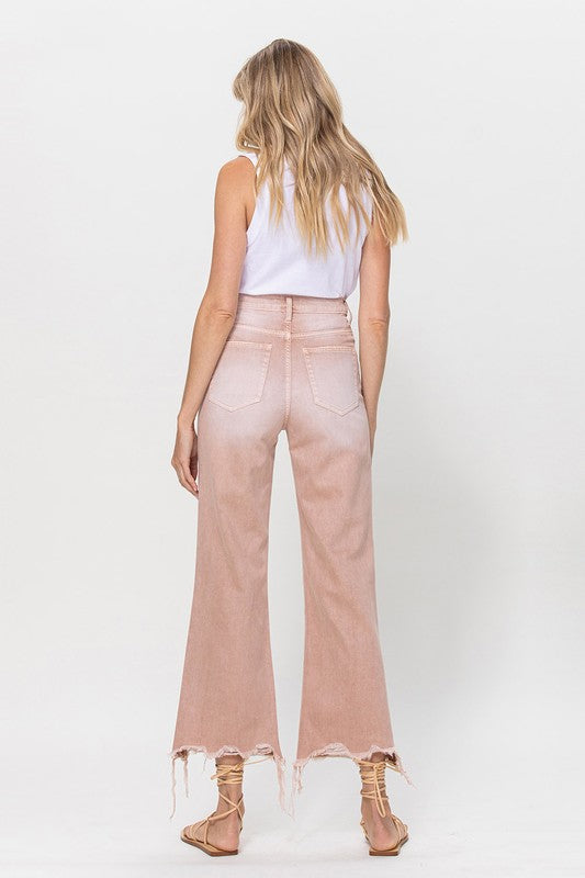 90's Vintage Blush Pink Crop Flare Jeans