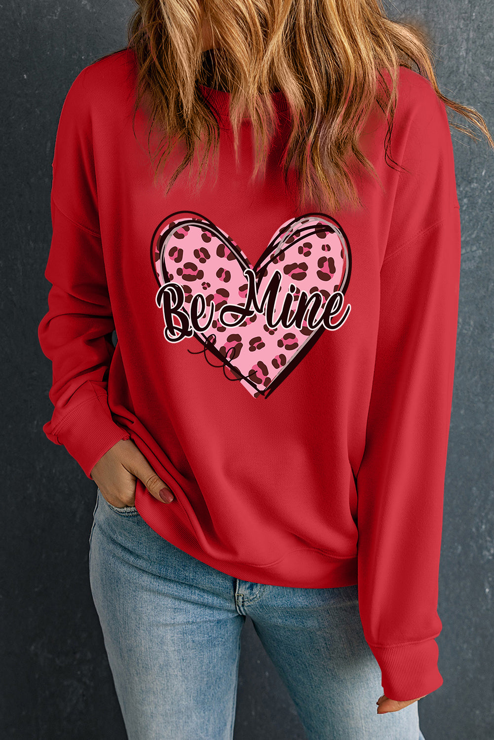 Valentine "Be Mine" Leopard Heart Sweatshirt