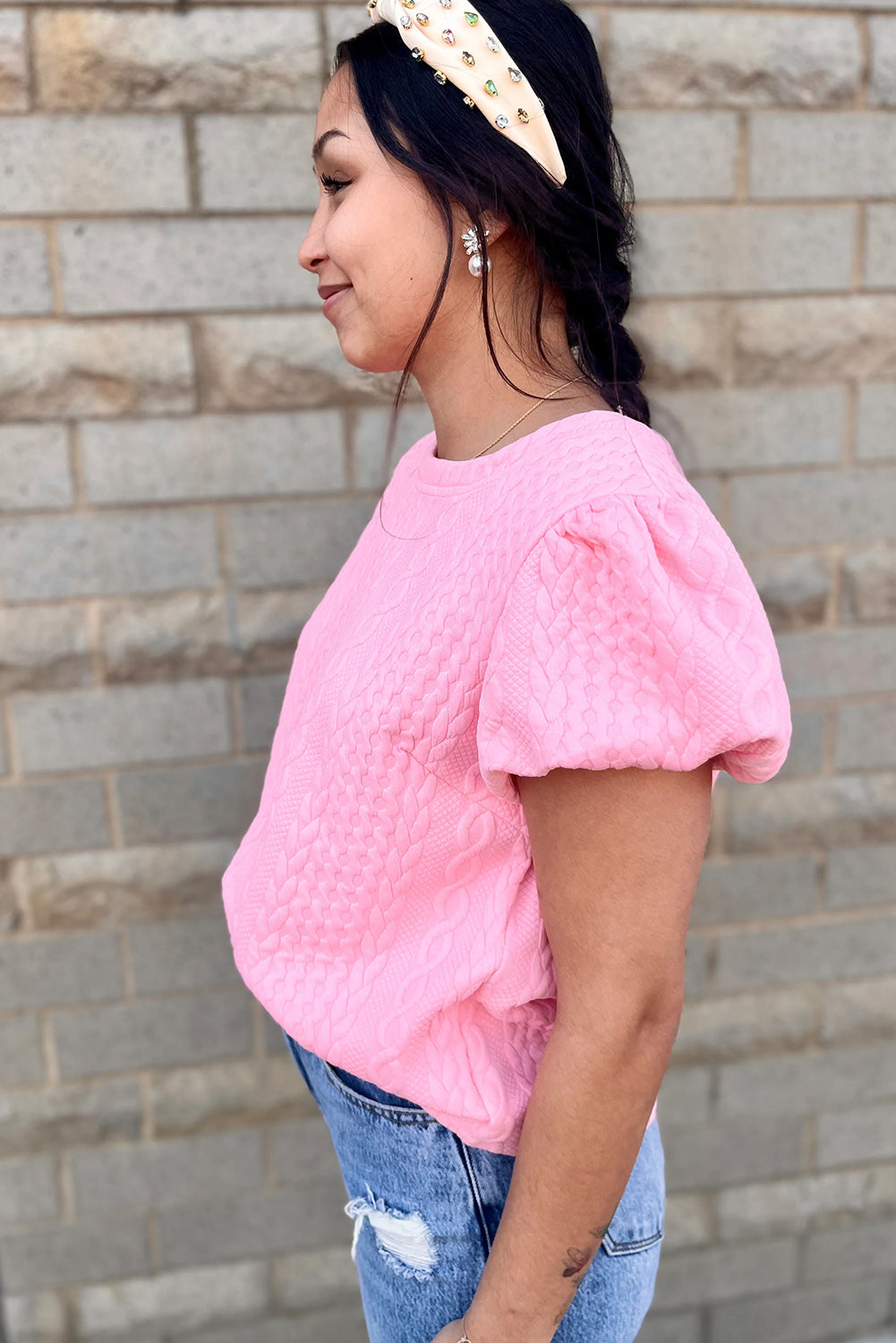 Amber Pink Puff Sleeve Shirt