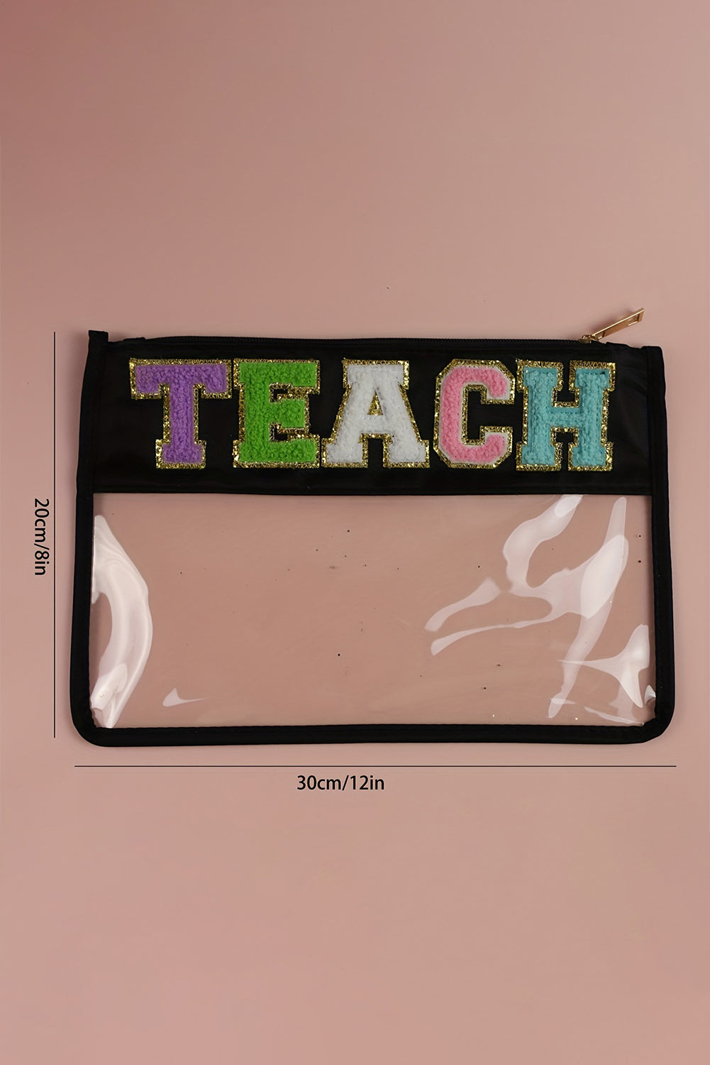 Glitter "TEACH" Chenille Clear Bag