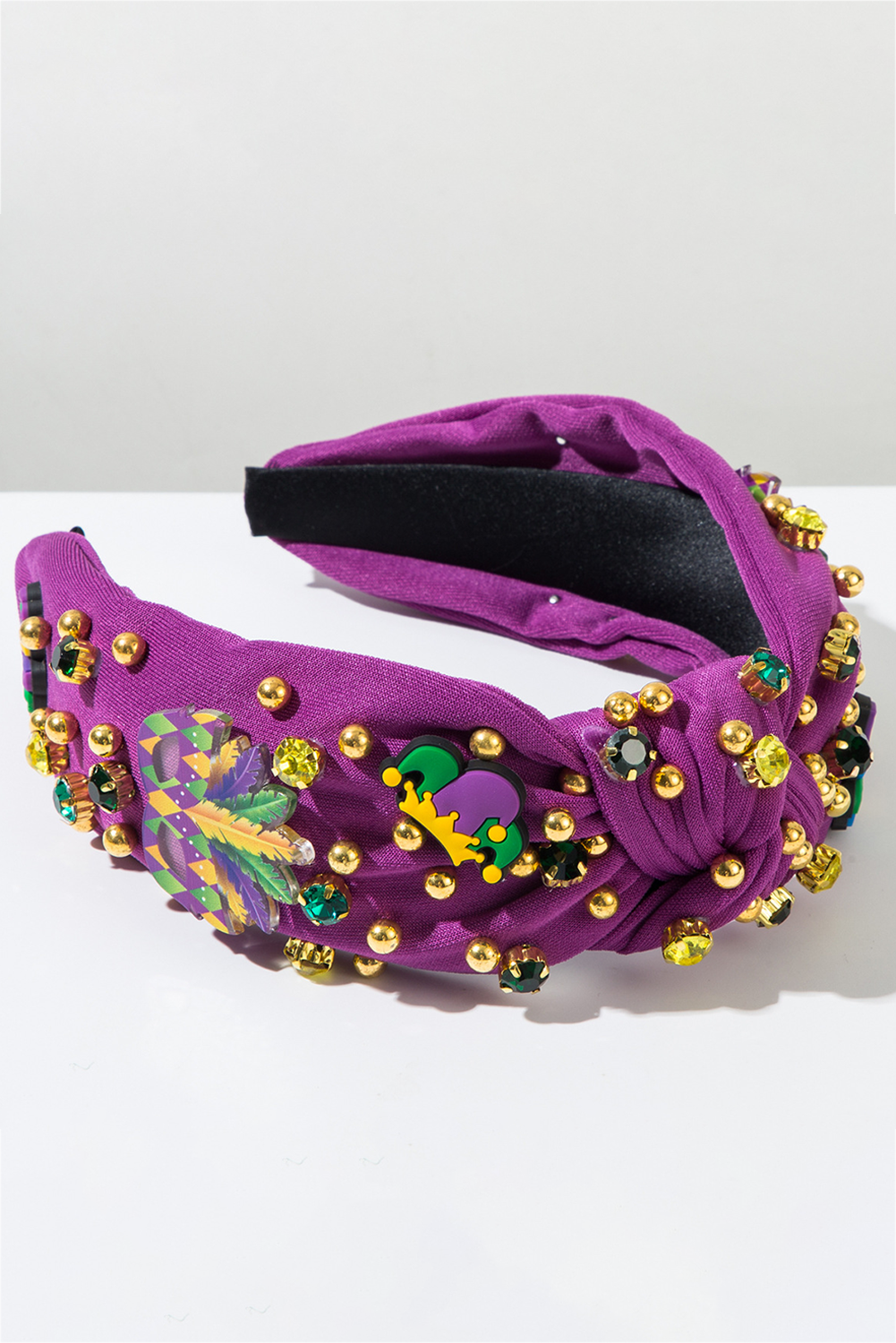 Rhinestone Mardi Gras Beaded Knotted Headband