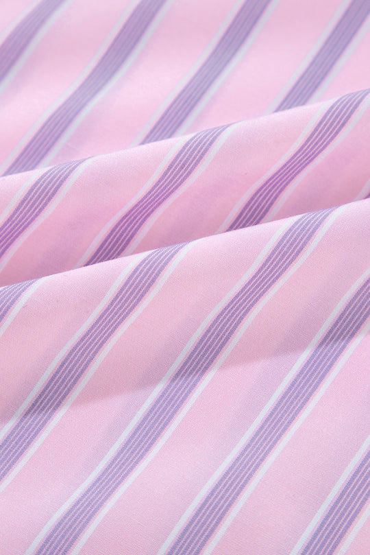 Casual Pink and Lilac Stripe Collared Shirt