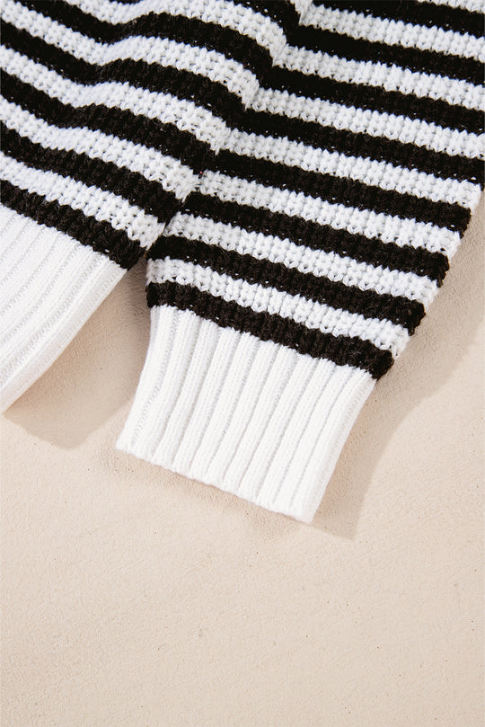 Stripe Zipper Collar Sweater