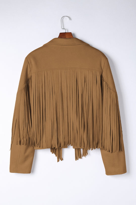 Plus Size Fringe Cropped Jacket - Klazzi Fashion Boutique