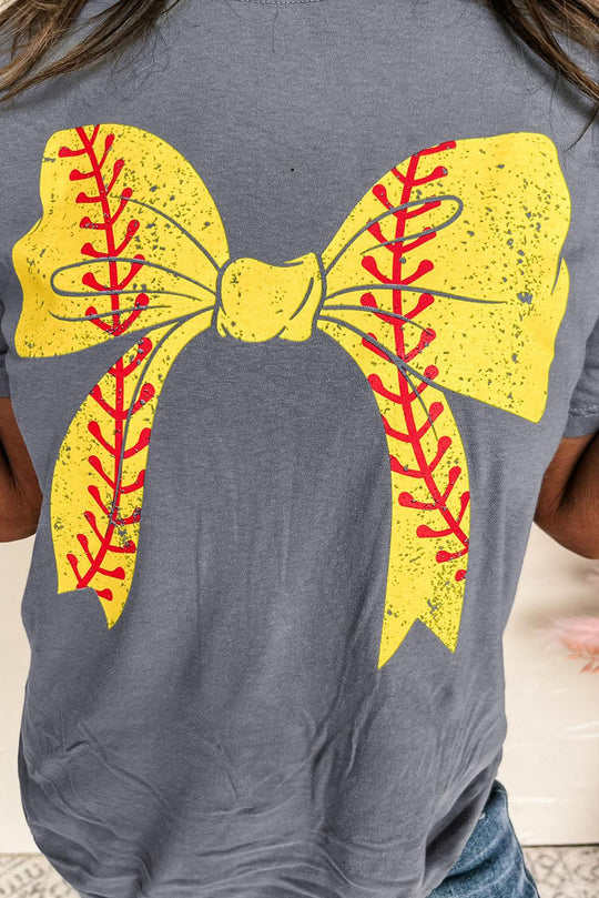  Baseball Bowknot Graphic T-Shirt