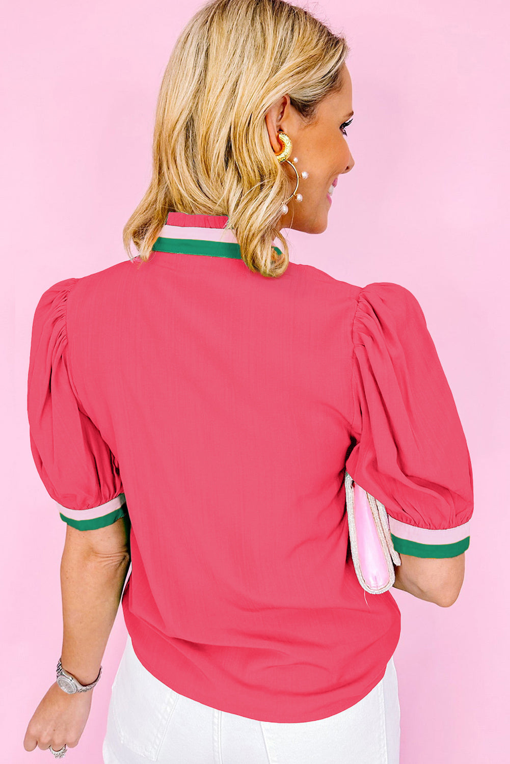  Stripe Watermelon Short Sleeve Blouse