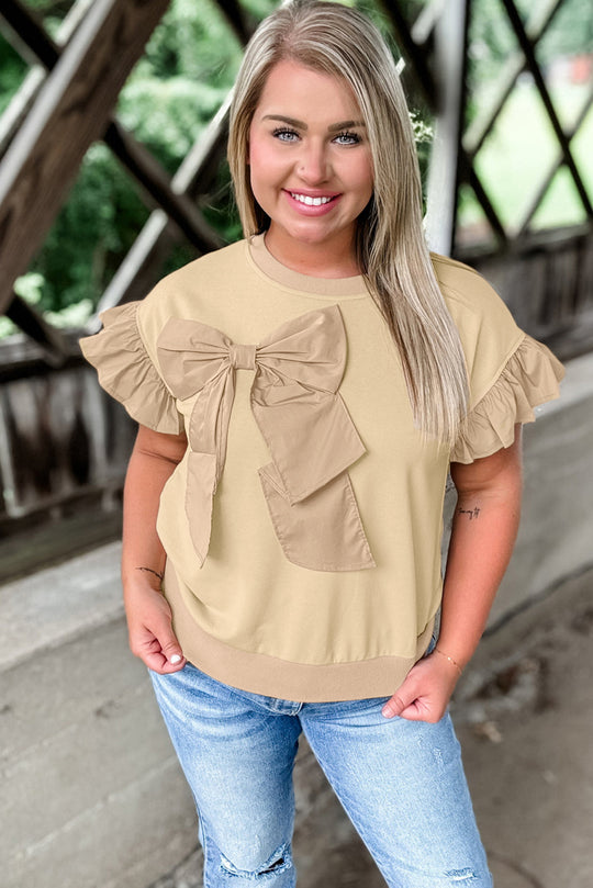 Ruffled Bowknot Plus Size Blouse