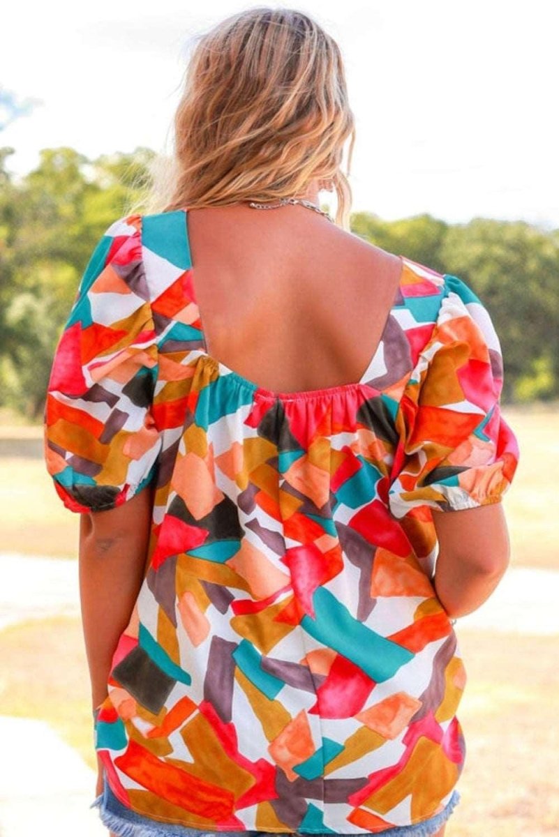 Abstract Multicolor Blouse - Klazzi Fashion Boutique