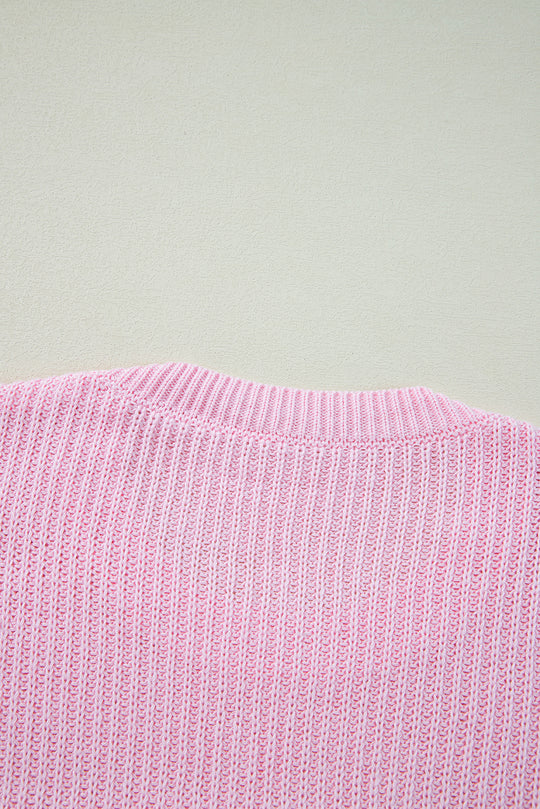 Pink Pop "Merry & Bright" Waffle Knit Sweater