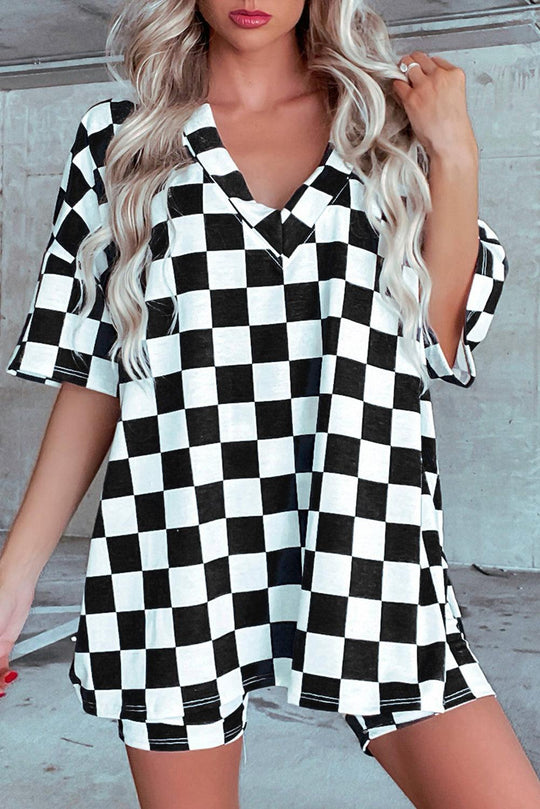 Checker Two-Piece Short Lounge Set