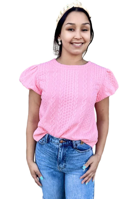 Amber Pink Puff Sleeve Shirt