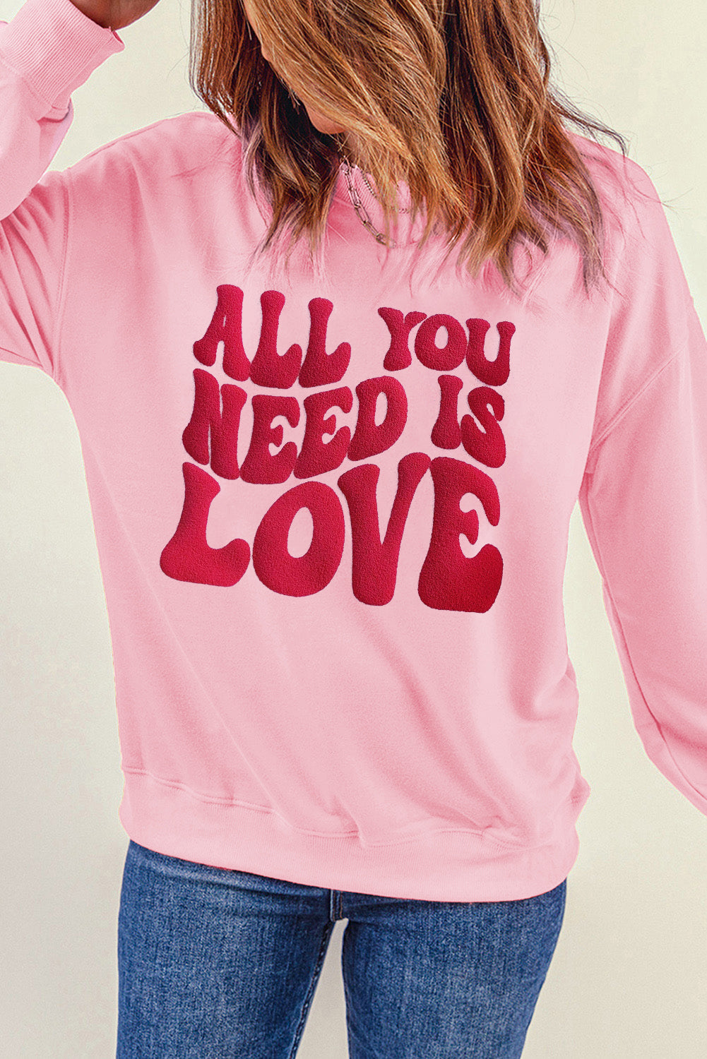 Valentine "ALL YOU NEED IS LOVE" Pink Sweatshirt