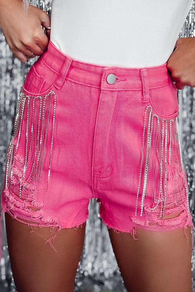 Adore Pink Distressed Slim Fit Shorts - Klazzi Fashion Boutique