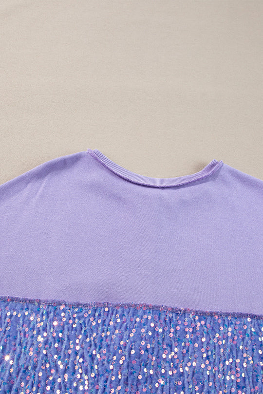 Lilac Sequin Henley Sweatshirt