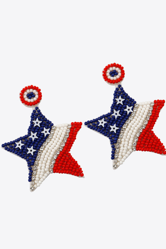 Star US Flag Beaded  Earrings