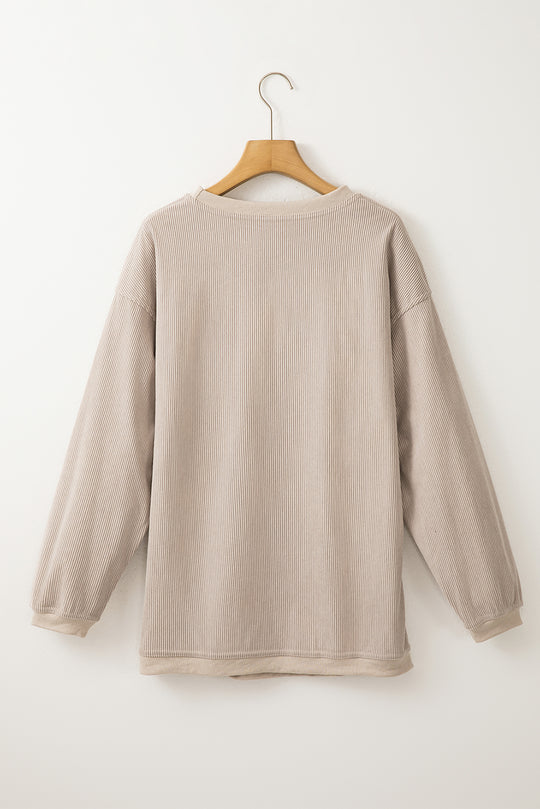 Slouchy Ribbed Corduroy Oversized Sweatshirt