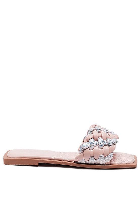 ALLIUM METALLIC WOVEN STRAP FLATS - Klazzi Fashion Boutique