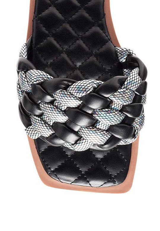 ALLIUM METALLIC WOVEN STRAP FLATS - Klazzi Fashion Boutique