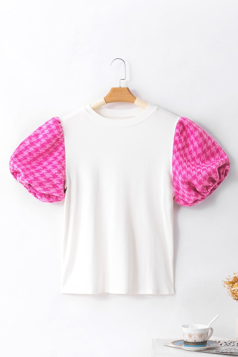 Amanda Hot Pink Zigzag Puff Sleeve Top - Klazzi Fashion Boutique