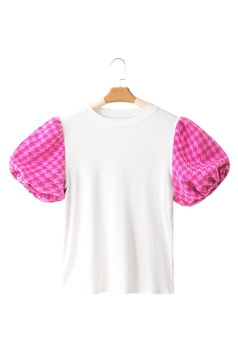 Amanda Hot Pink Zigzag Puff Sleeve Top - Klazzi Fashion Boutique