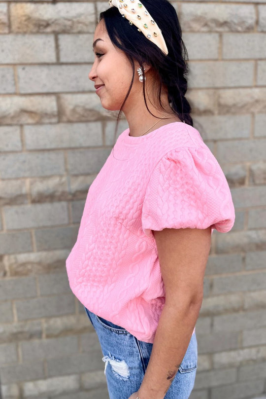 Amber Pink Puff Sleeve Blouse - Klazzi Fashion Boutique