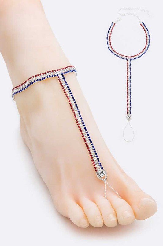 America Rhinestone Anklet - Klazzi Fashion Boutique