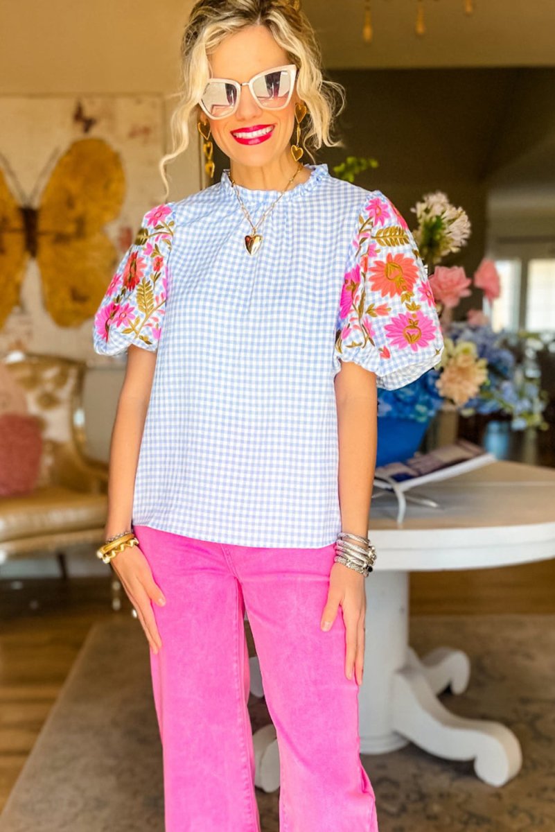 Asher Floral Multicolor Puff Sleeve Blouse - Klazzi Fashion Boutique