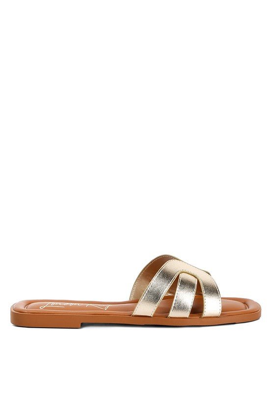 Aura Leather Flat Sandals - Klazzi Fashion Boutique