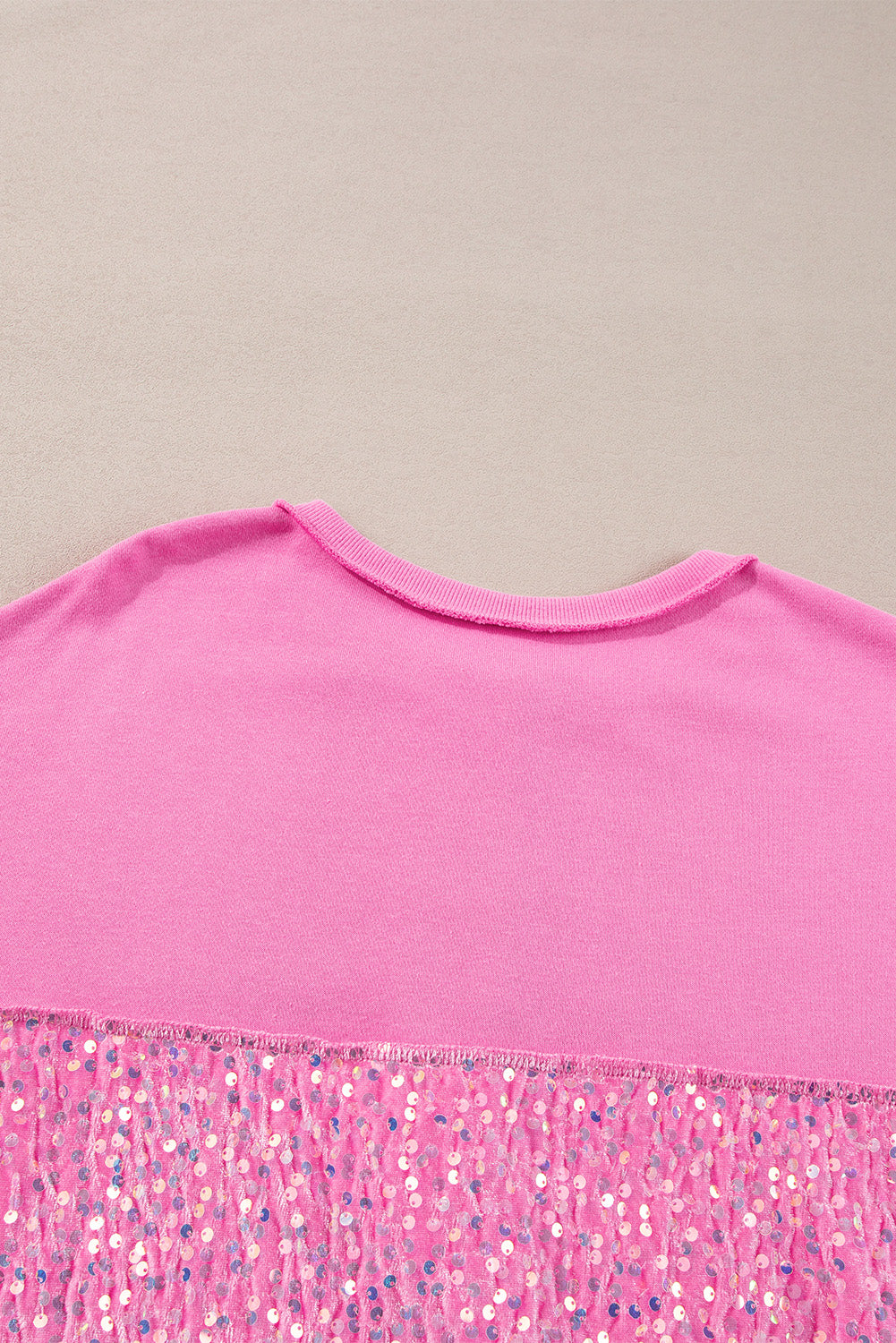 Pink Sequin Henley Sweatshirt