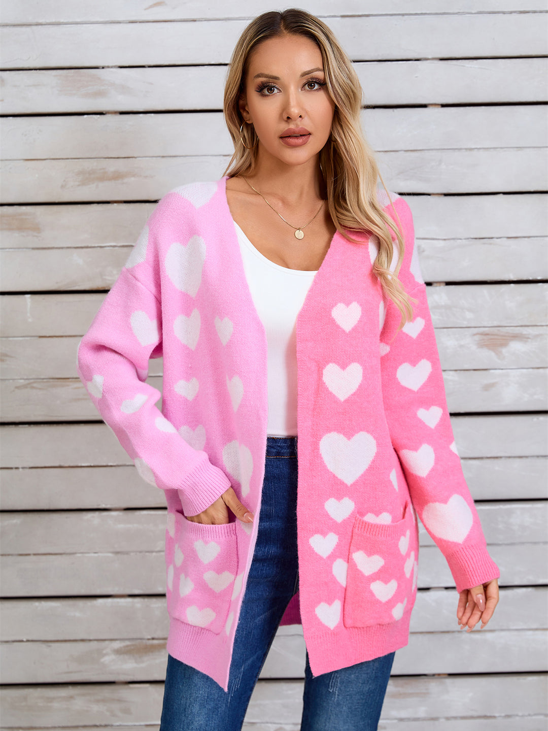 Love Hearts Valentine Long Sleeve Cardigan